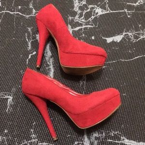 Suede red heels